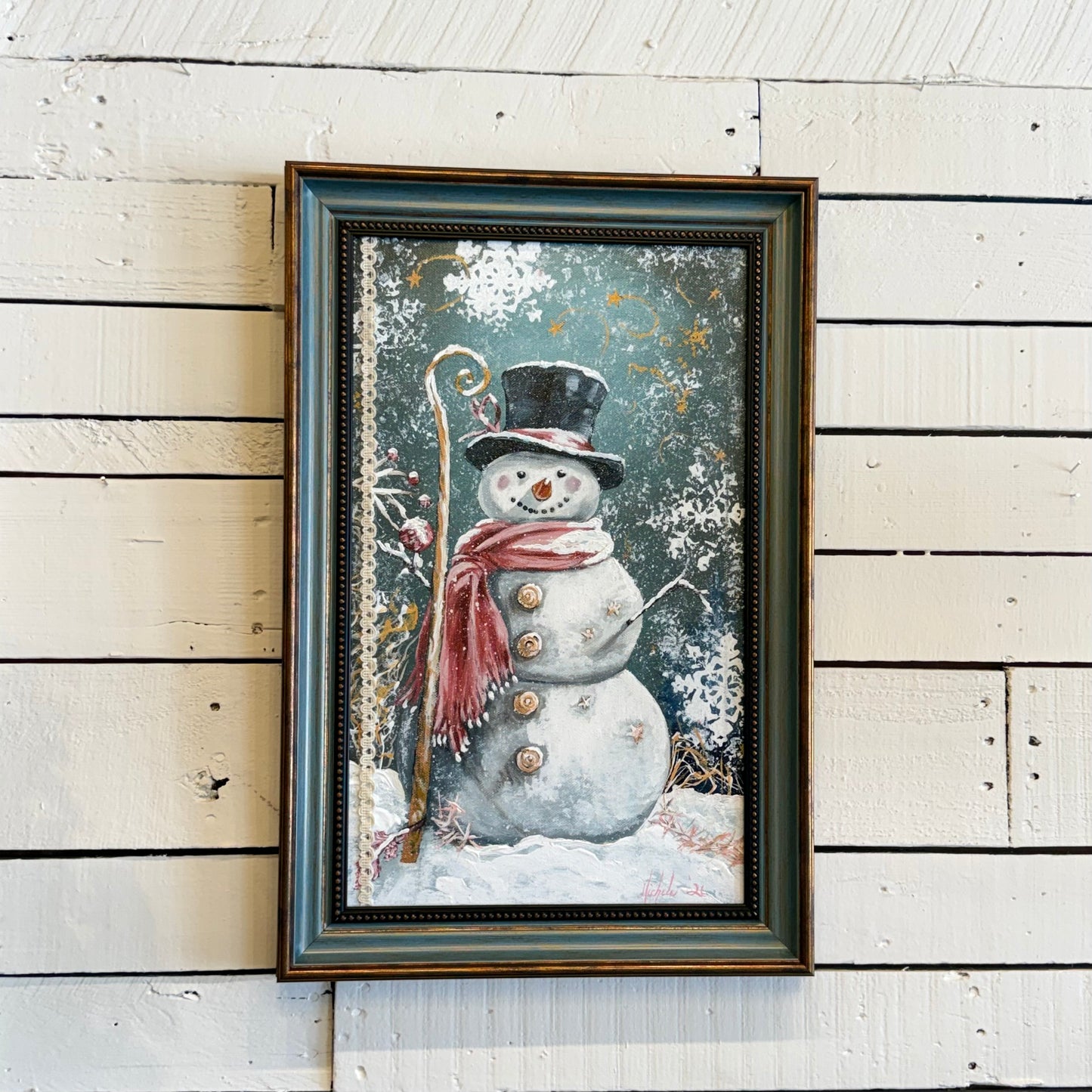 Vintage Snowman Hand Painting