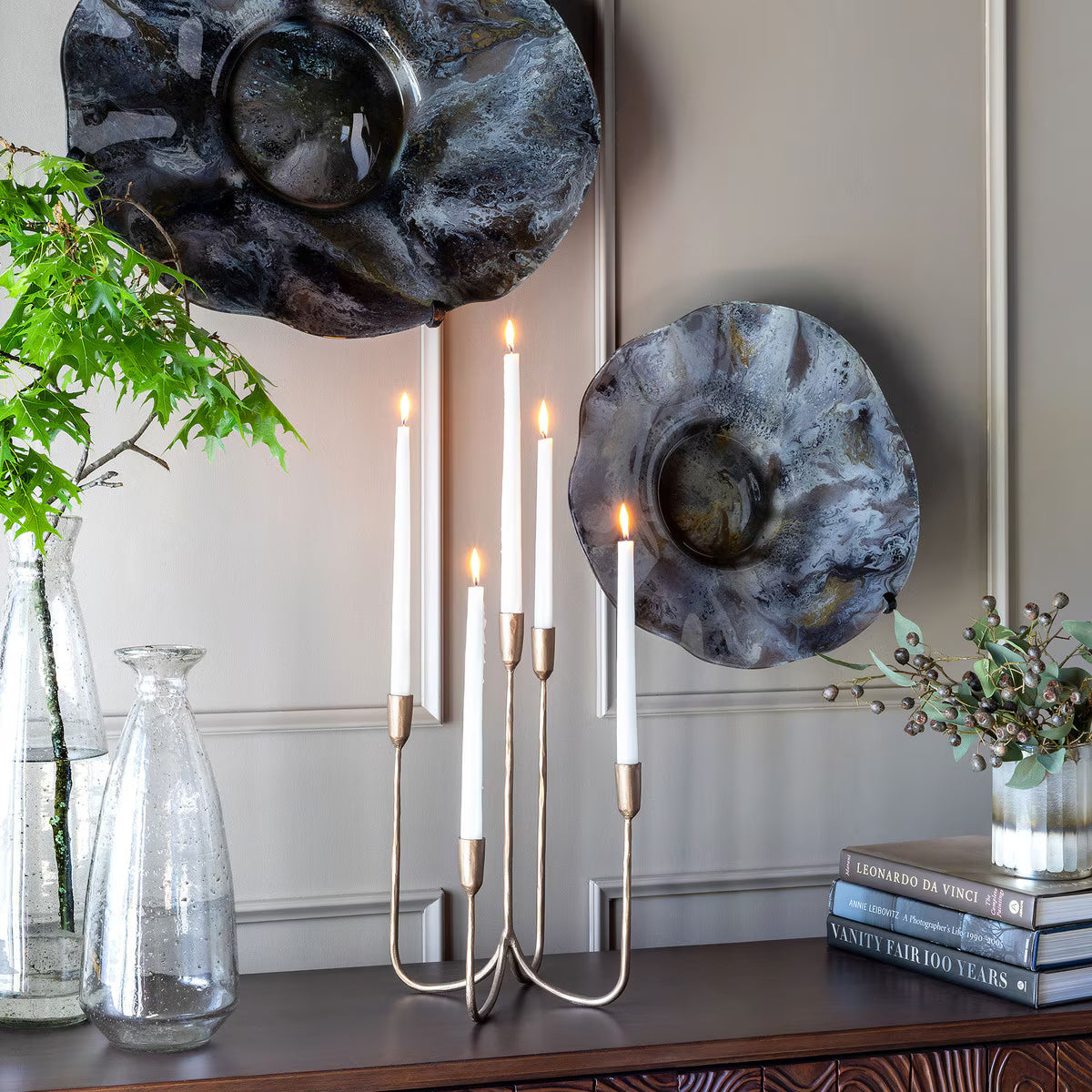 Five Candle Brass Candelabra