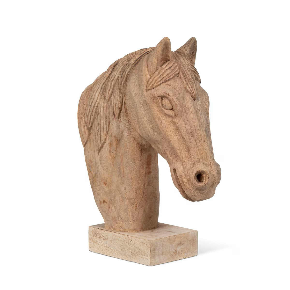 Hand Carved Wooden Stallion Sculpture