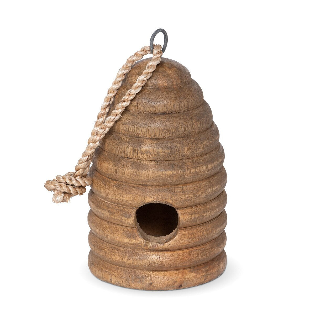 Hanging Carved Wood Beehive Birdhouse