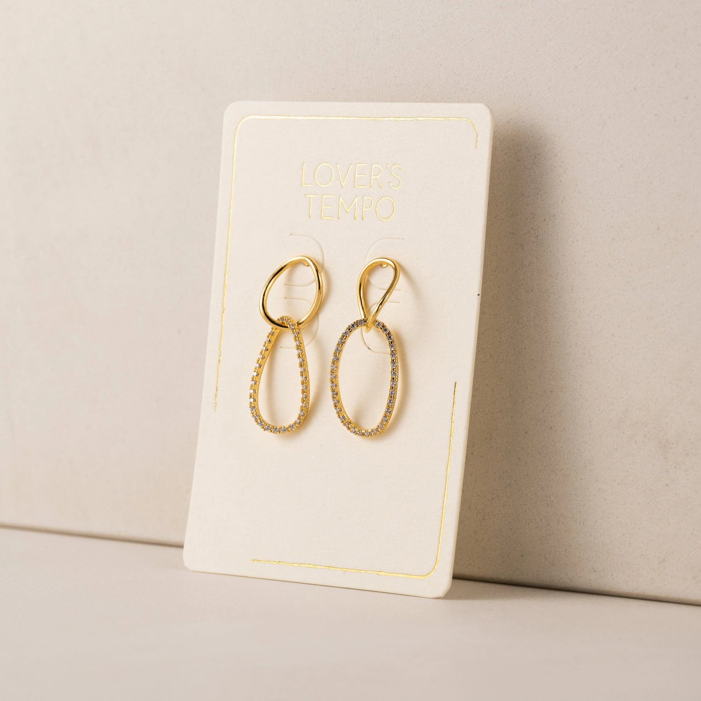 Encore Pave Small Linked Hoop Gold Earrings Pair