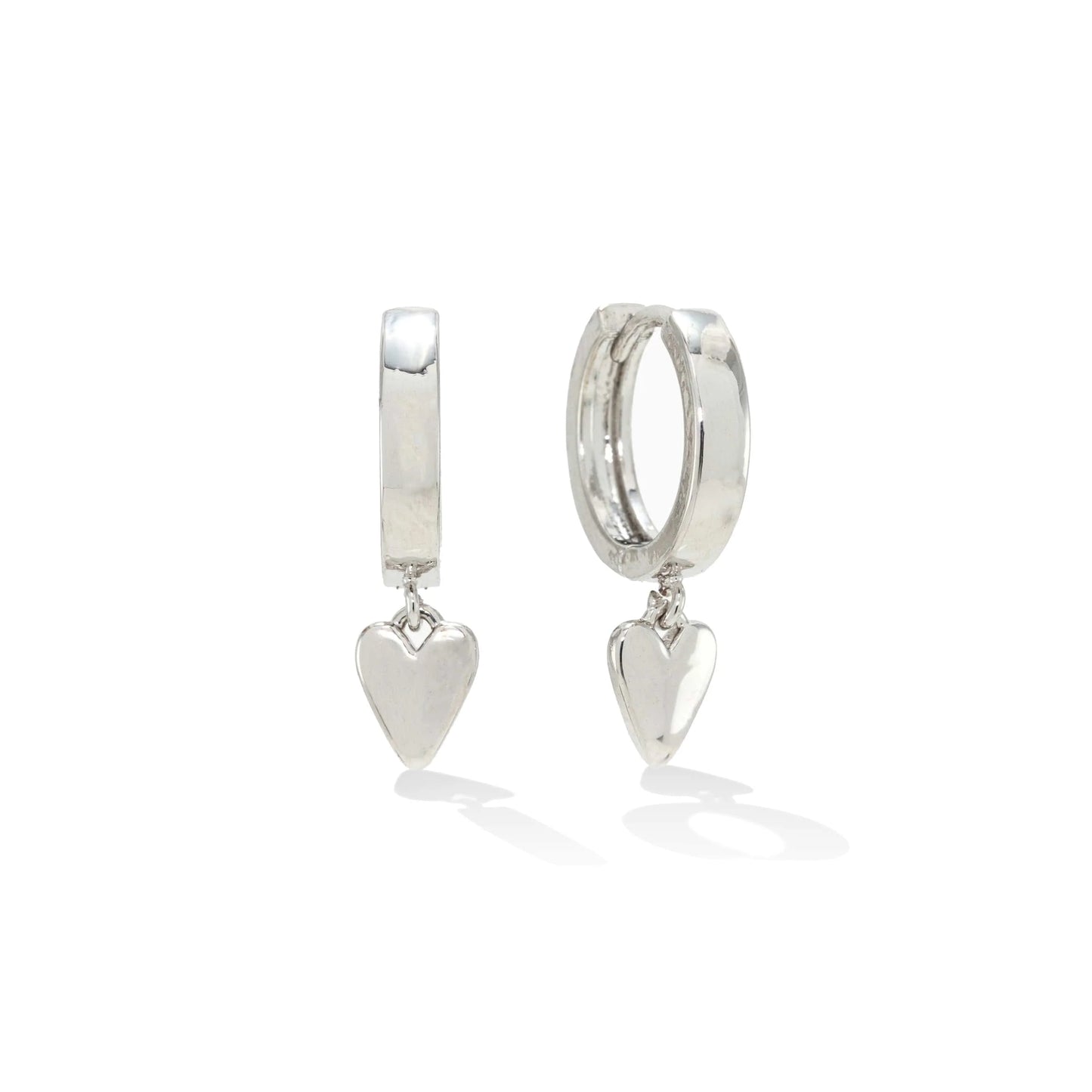 Everly Heart Huggie Hoop Silver Earrings Pair