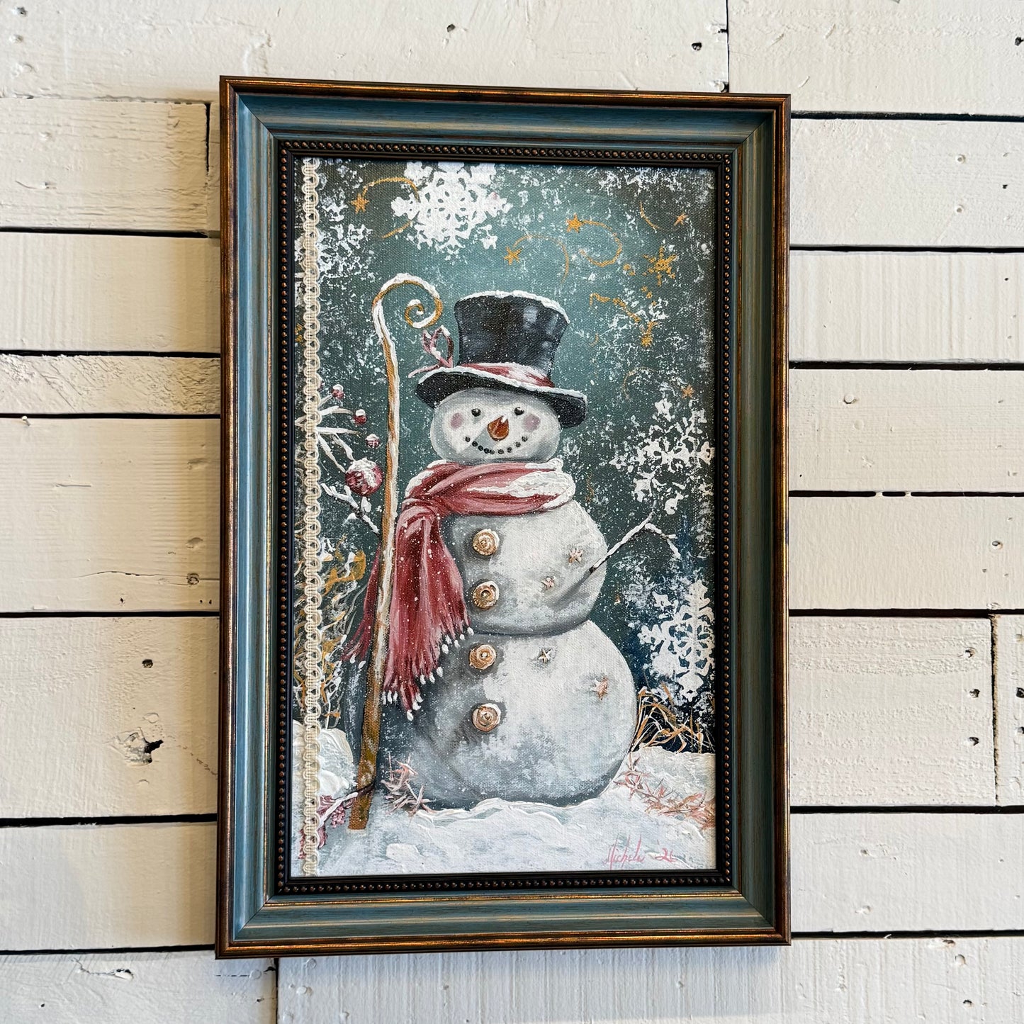 Vintage Snowman Hand Painting
