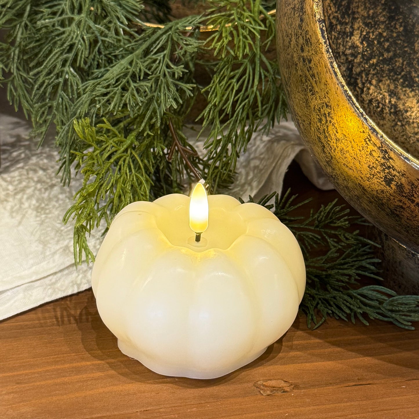 Pumpkin LED Flicker Flame Candle w/ Timer