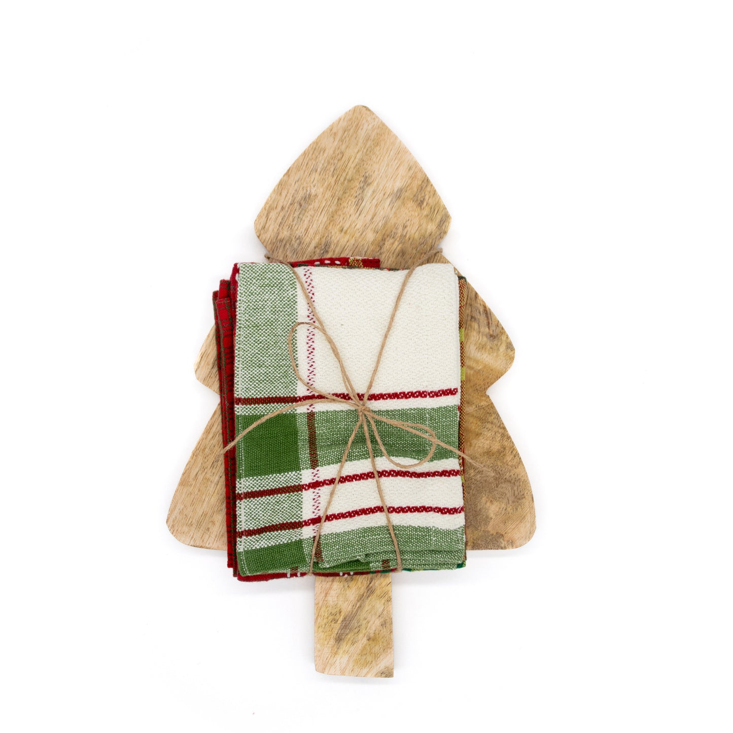 Mango Wood Tree Cutting Board with Dish Cloths