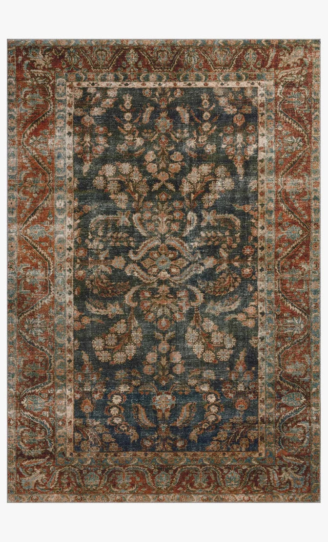 Jules Area Rug in Ocean and Spice by Loloi