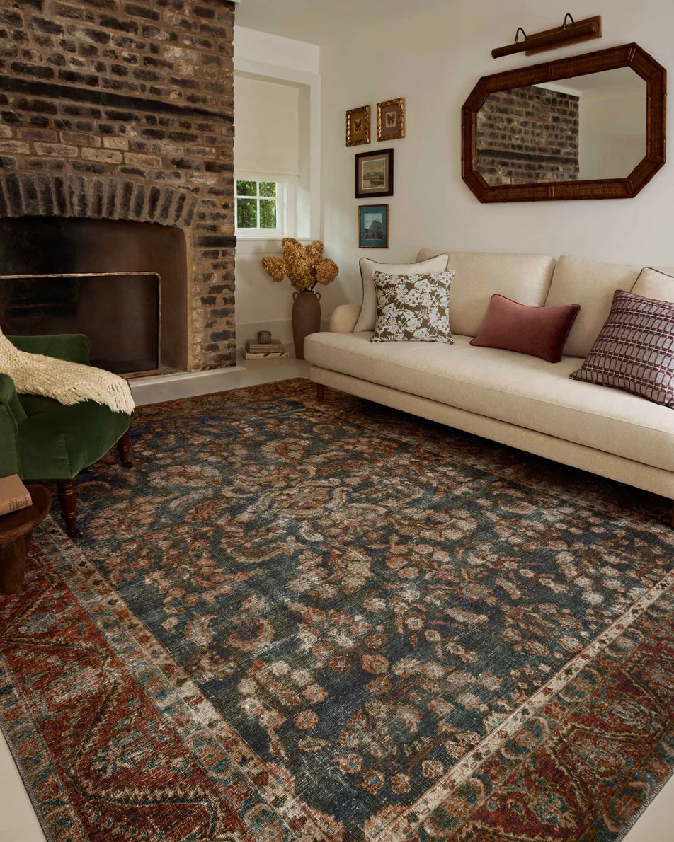 Jules Area Rug in Ocean and Spice by Loloi