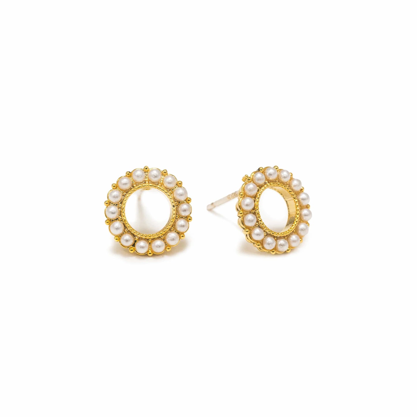 Kismet Pearl Stud Gold Earrings Pair