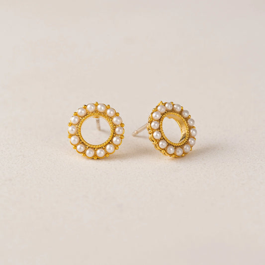 Kismet Pearl Stud Gold Earrings Pair