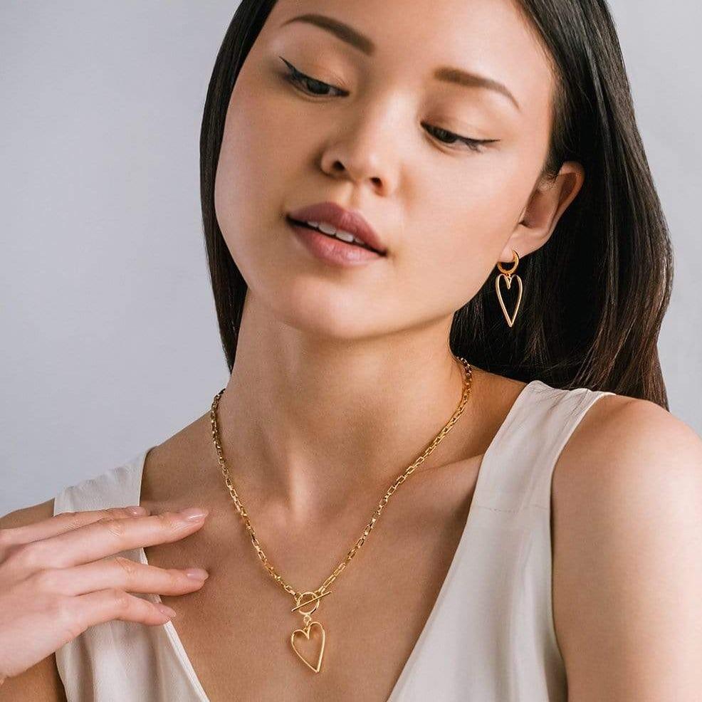 Lovestruck Heart Hoop Gold Earrings Pair