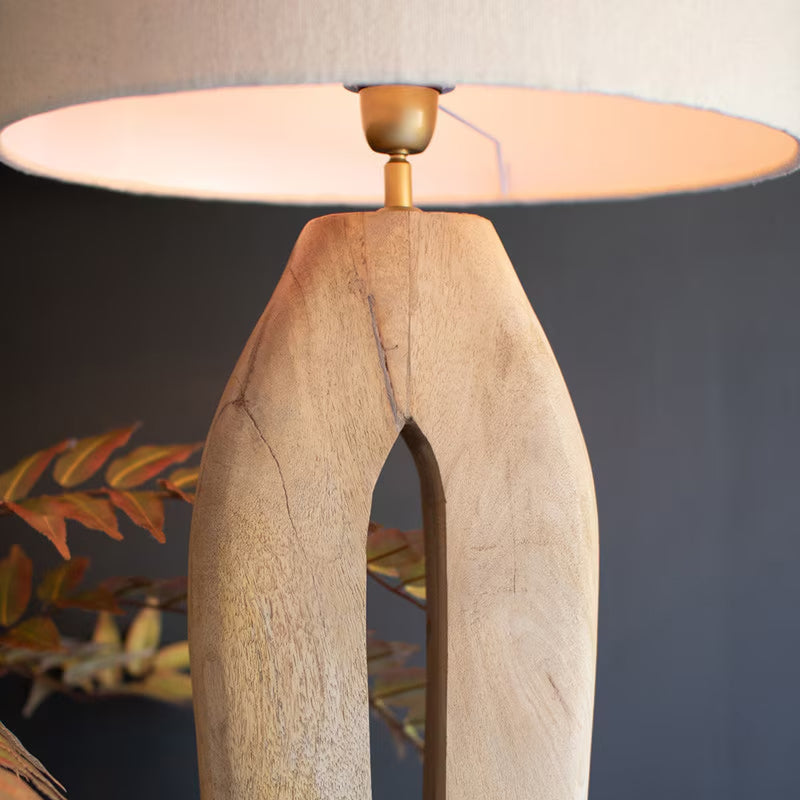 Tall Oval Wooden Floor Lamp with With Shade