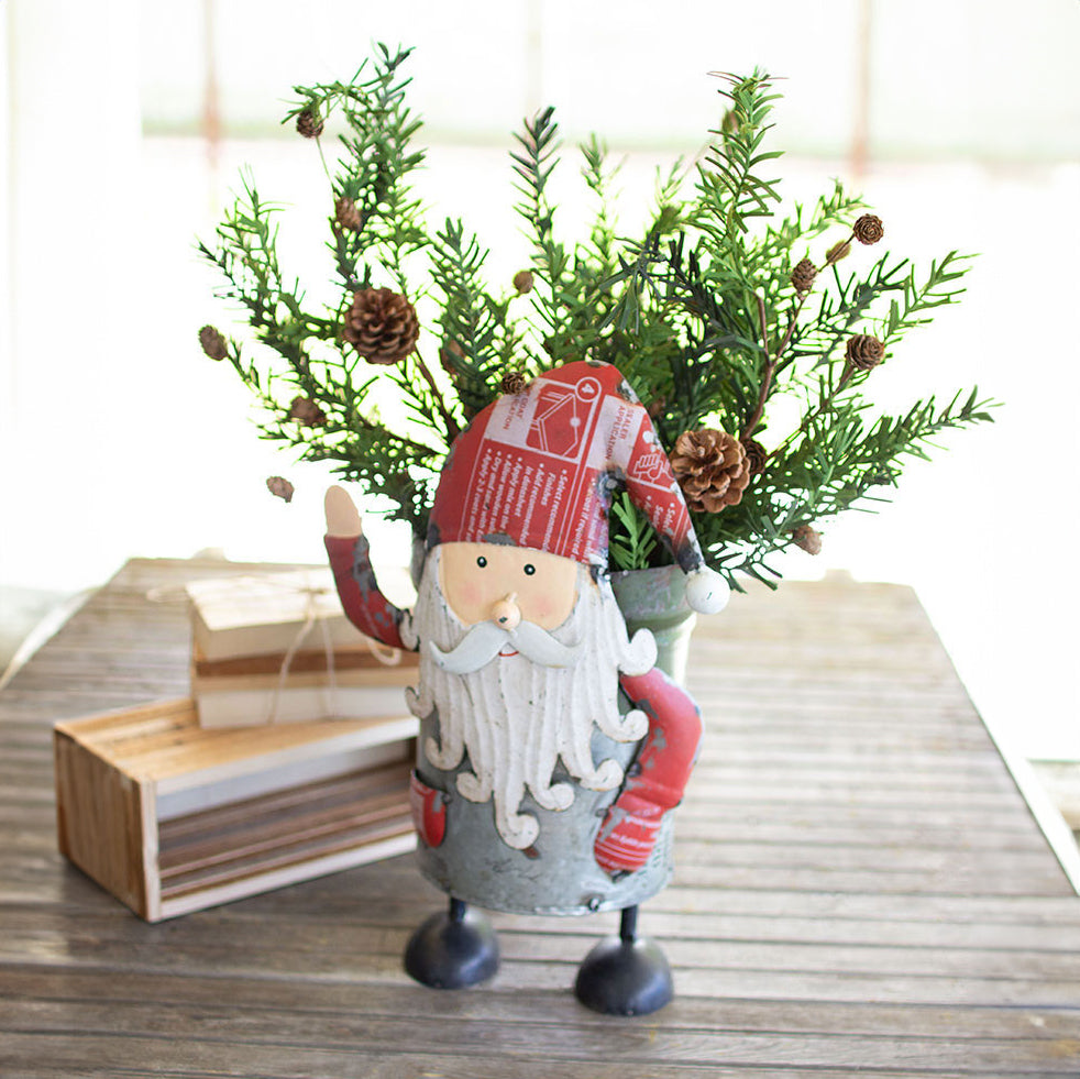 Iron Santa Planter in Military Canister