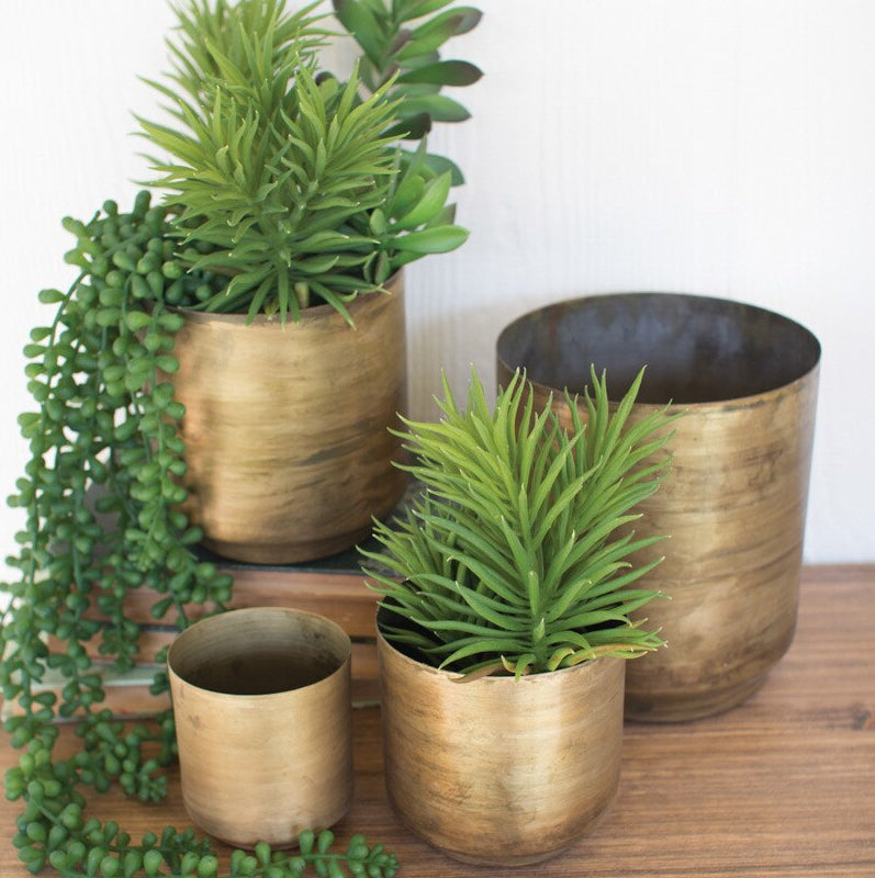 Metal Aged Brass Flower Pot