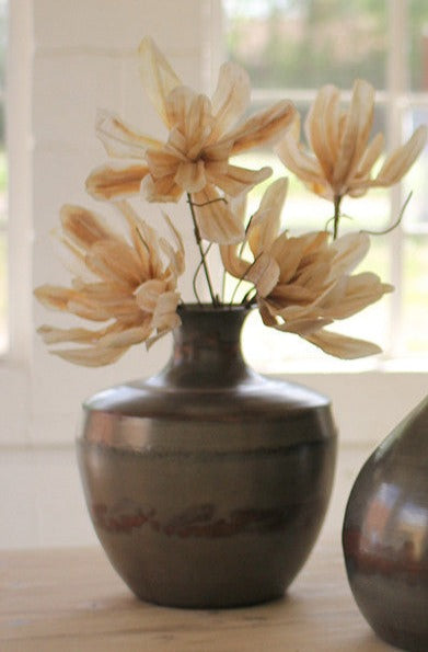 Raw Metal Vases w/ Copper Detail