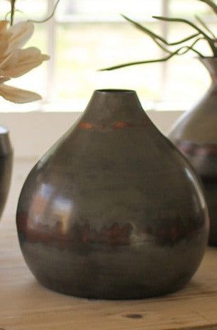 Raw Metal Vases w/ Copper Detail