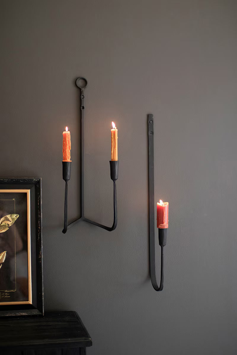 Forged-Iron Double Taper Wall Sconce