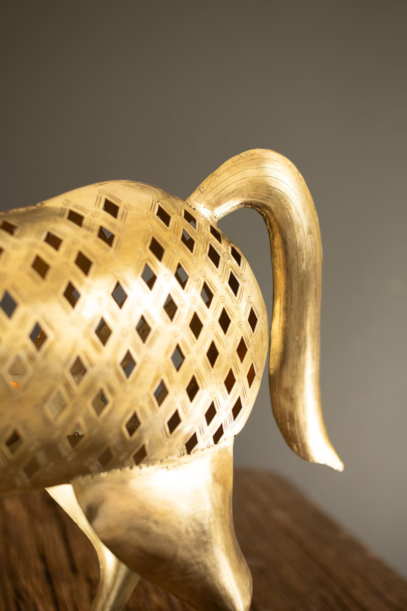 Antique Brass Horse Luminary Sculpture