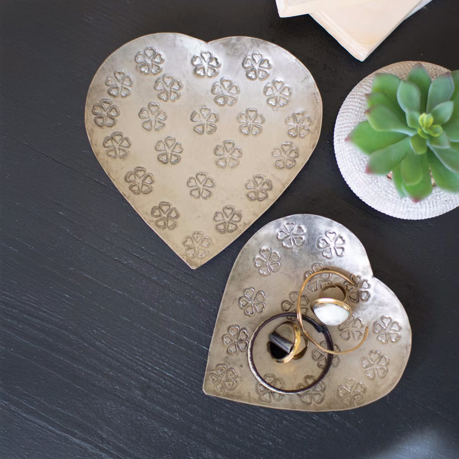 Embossed Metal Heart Shape Bowls