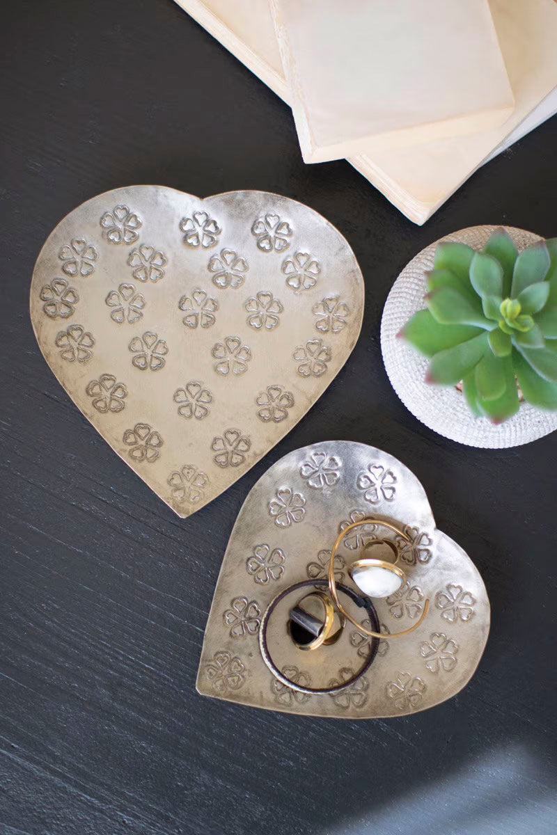 Embossed Metal Heart Shape Bowls