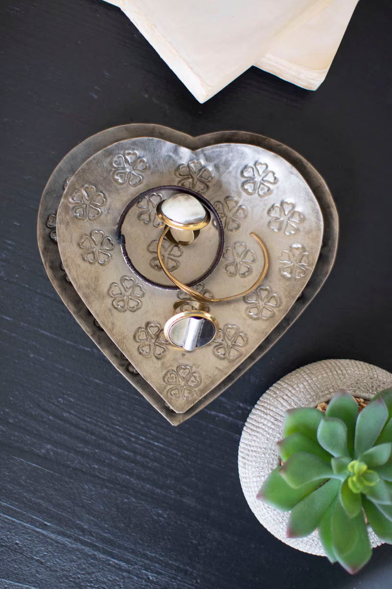 Embossed Metal Heart Shape Bowls