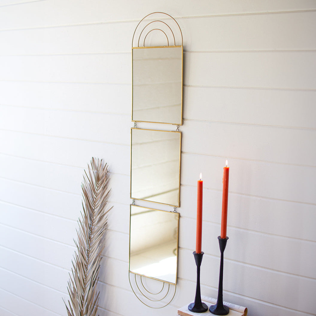 Three piece hanging wall mirror