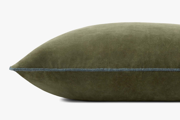 Liza Green Velvet Lumbar Pillow by Loloi