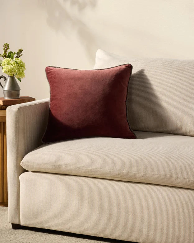 Liza Wine Velvet Square Pillow by Loloi
