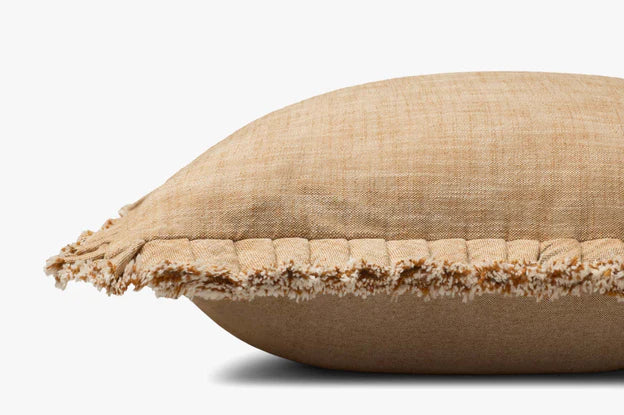 Tan Pillow with Rust Ruffle Edge by Loloi
