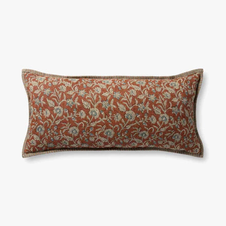 Floral Lumbar Pillow in Brick