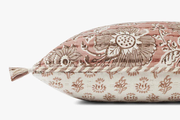 Ivory Rose Floral Lumbar Pillow