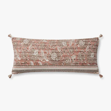 Ivory Rose Floral Lumbar Pillow