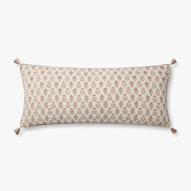 Ivory Rose Floral Lumbar Pillow