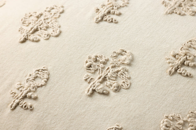 Darla Ivory Floral Fringe Pillow by Loloi