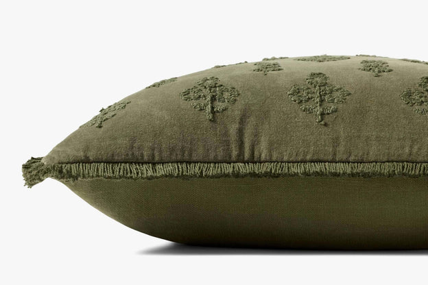 Darla Olive Floral Fringe Pillow by Loloi