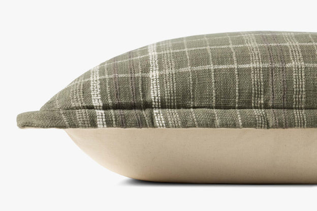 Avalon Olive Plaid Square Flange Pillow by Loloi