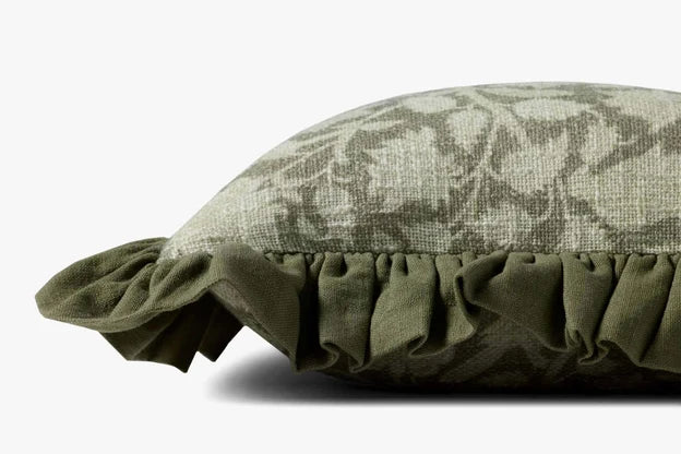 Kathleen Green Floral Ruffle Edge Pillow by Loloi