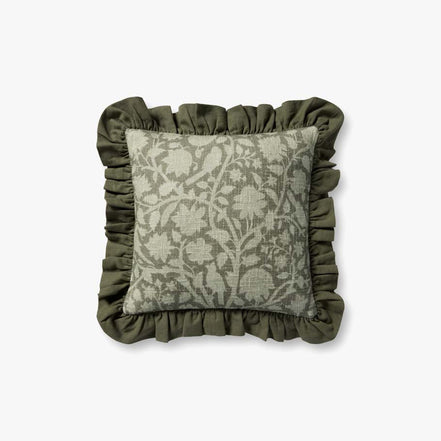 Kathleen Green Floral Ruffle Edge Pillow by Loloi