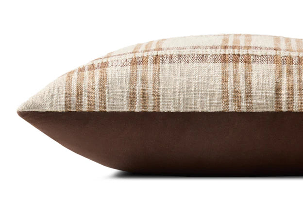 Tan and Brown Plaid Pillow by Loloi