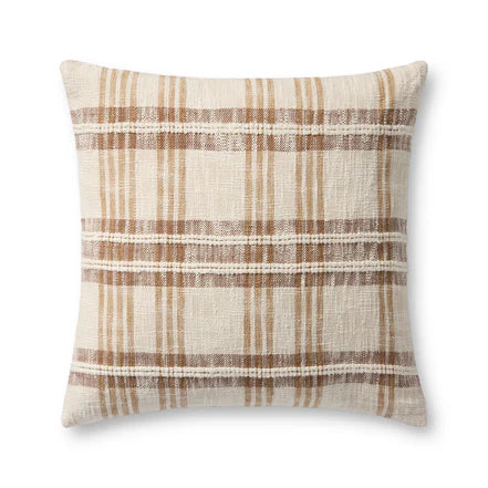 Tan and Brown Plaid Pillow by Loloi