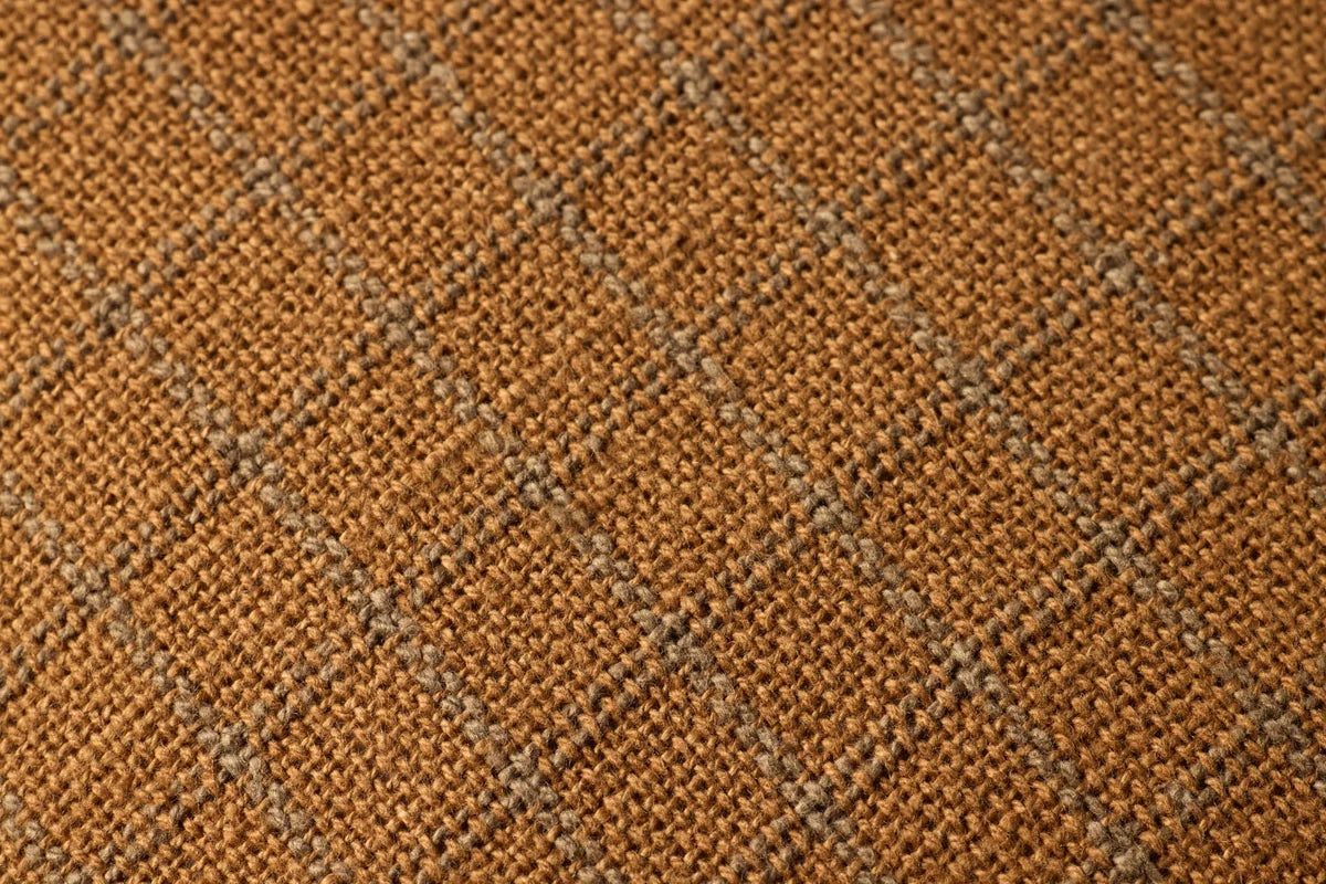 Dinah Grid Clay Ruffle edge Lumbar Pillow by Loloi