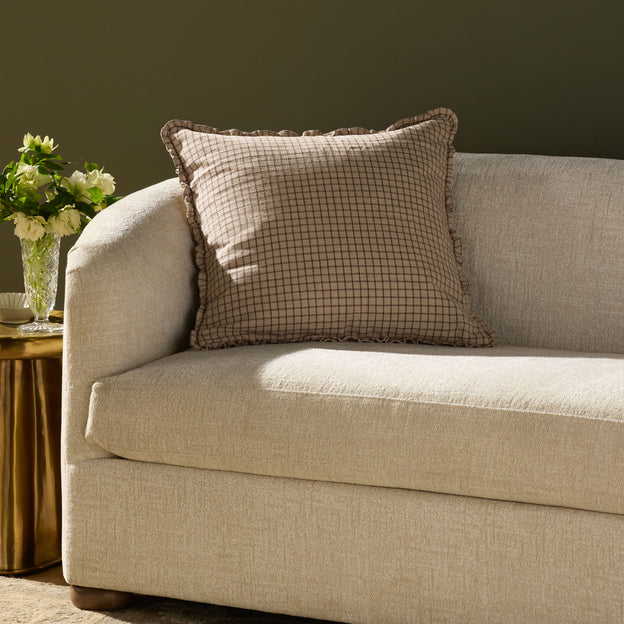 Dinah Mushroom Brown Ruffle Edge Pillow