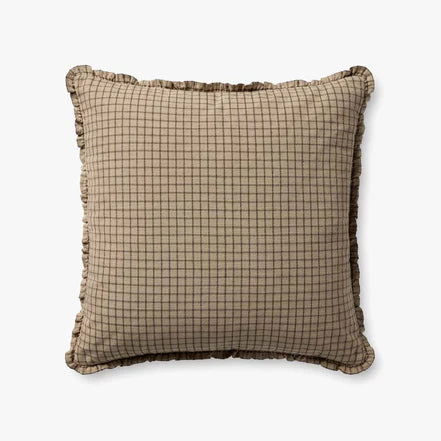 Dinah Mushroom Brown Ruffle Edge Pillow