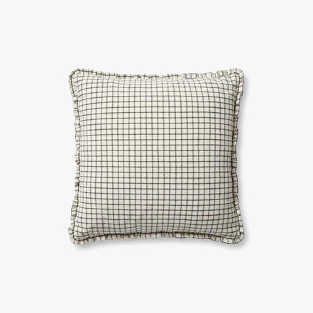 Dinah Ivory & Black Ruffle Edge Pillow by Loloi