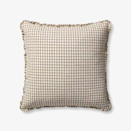 Dinah Ivory & Brown Ruffle Edge Pillow by Loloi
