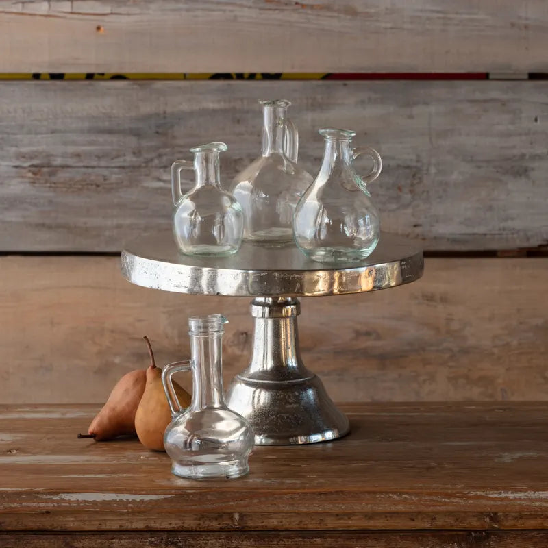 Collected Olive Oil Clear Glass Bottle Vases, Set of 4