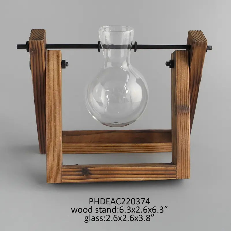 Rooting Vase on Wood Stand