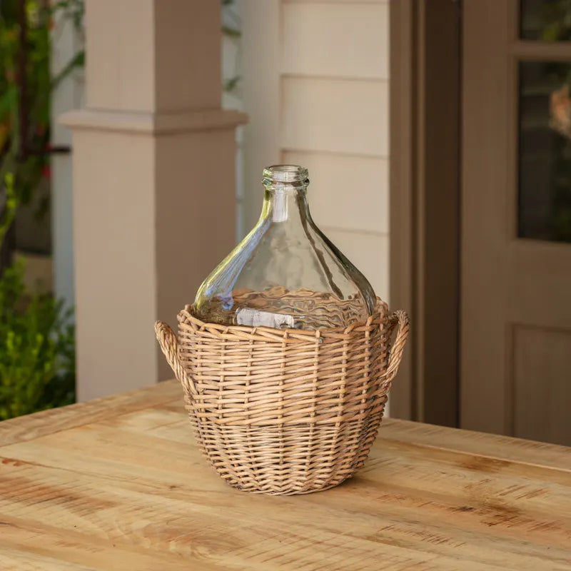 Glass Vineyard Bottle with Basket