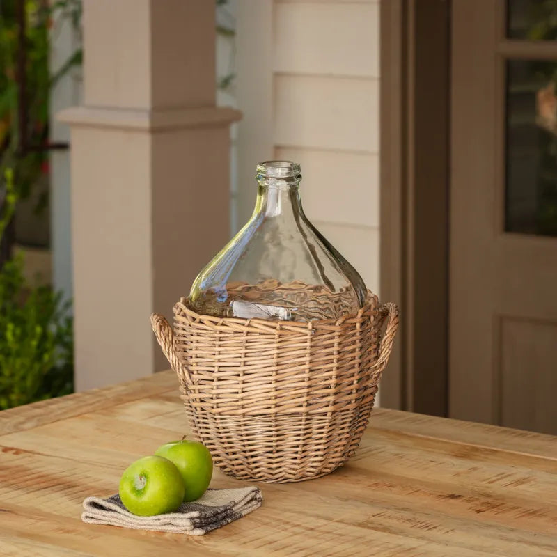 Glass Vineyard Bottle with Basket