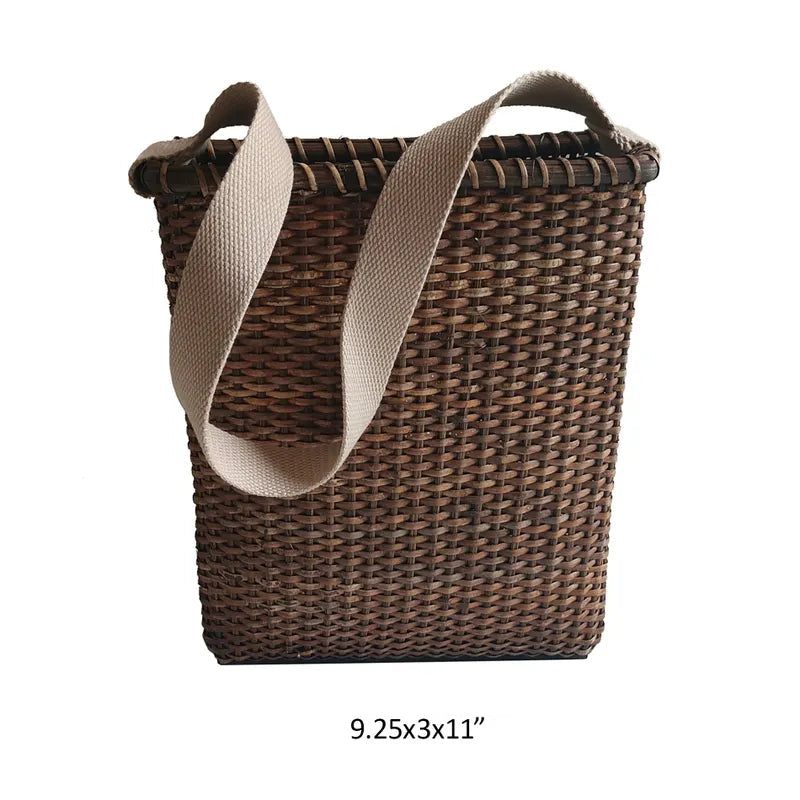 Rattan Messenger Basket with Twill Handle