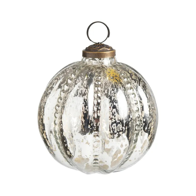 Beaded Silver Mercury Glass 4" Ornament